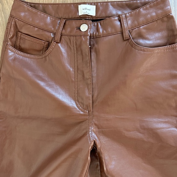 The Melina Pant Hi-waisted Vegan Leather Cognac - Picture 4 of 6